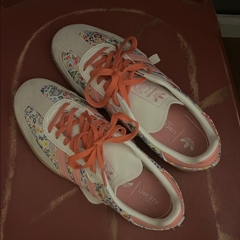 Adidas Big Kids Liberty London Sneakers - Cream and Coral
